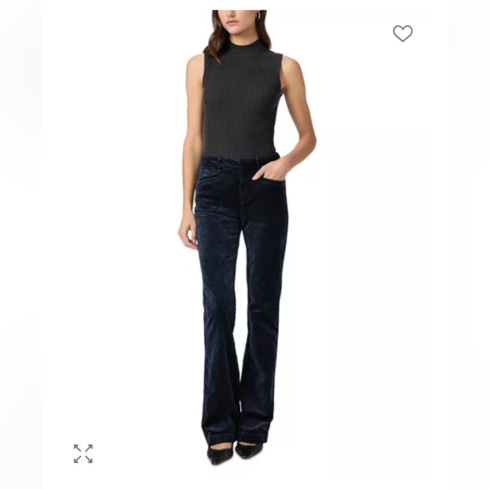 PAIGE Laurel Canyon Blue Velvet Hi- Rise Boot Cut Pants, Size 33